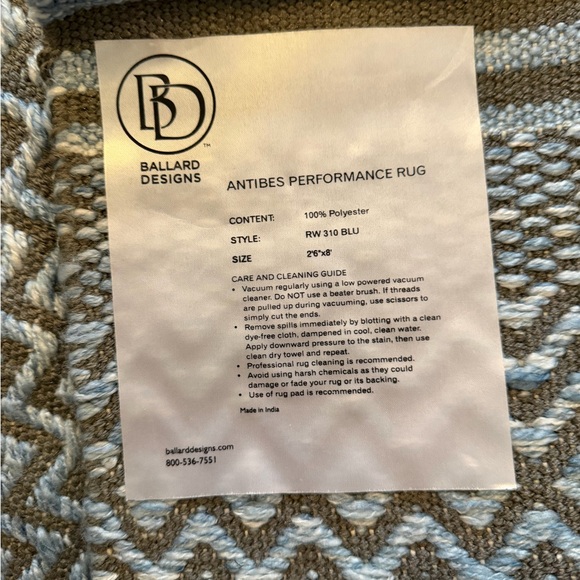 Ballard Designs Runner Rug 2’6”x8’ - Picture 4 of 9